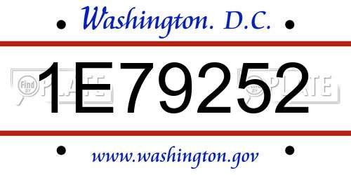 1E79252 District Of Columbia License Plate