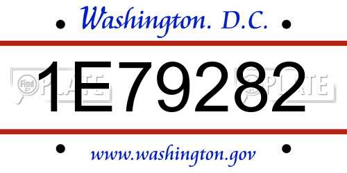 1E79282 District Of Columbia License Plate