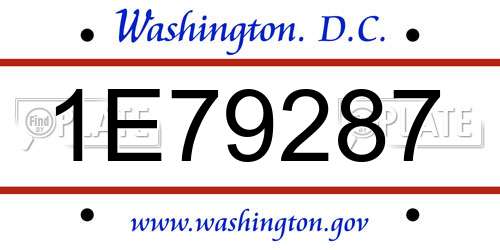 1E79287 District Of Columbia License Plate