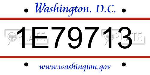 1E79713 District Of Columbia License Plate