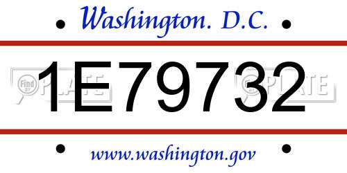1E79732 District Of Columbia License Plate