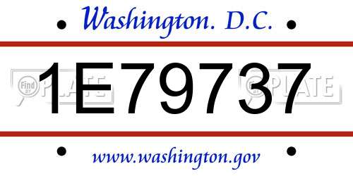 1E79737 District Of Columbia License Plate