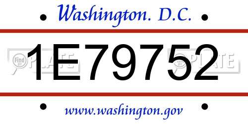 1E79752 District Of Columbia License Plate