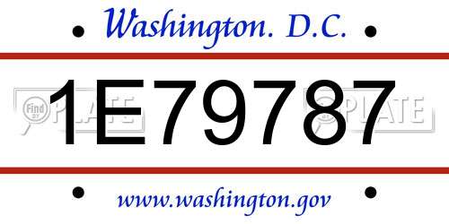 1E79787 District Of Columbia License Plate