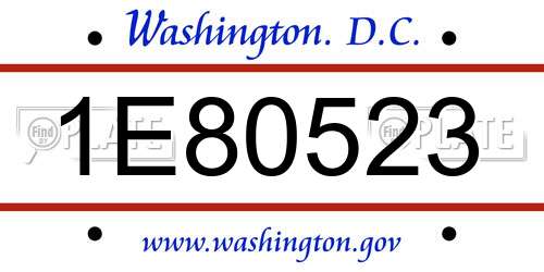 1E80523 District Of Columbia License Plate