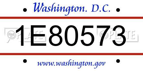 1E80573 District Of Columbia License Plate