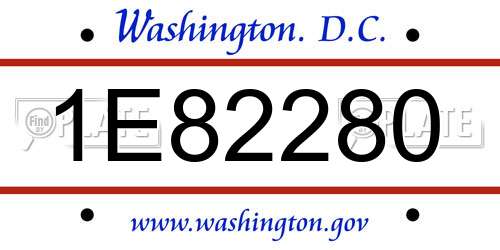 1E82280 District Of Columbia License Plate