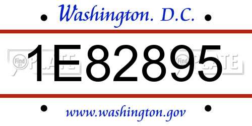 1E82895 District Of Columbia License Plate