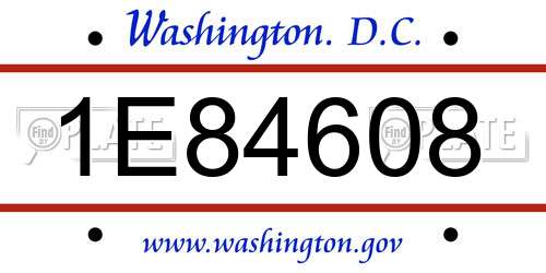 1E84608 District Of Columbia License Plate