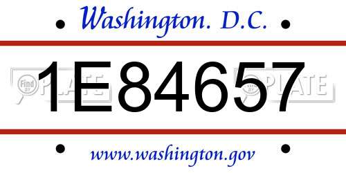 1E84657 District Of Columbia License Plate