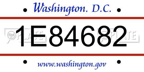 1E84682 District Of Columbia License Plate