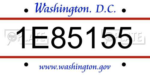 1E85155 District Of Columbia License Plate