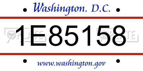 1E85158 District Of Columbia License Plate