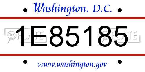 1E85185 District Of Columbia License Plate
