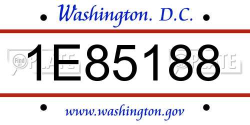 1E85188 District Of Columbia License Plate