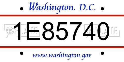 1E85740 District Of Columbia License Plate