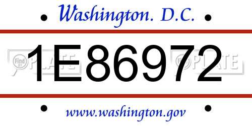 1E86972 District Of Columbia License Plate
