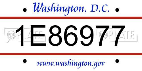 1E86977 District Of Columbia License Plate