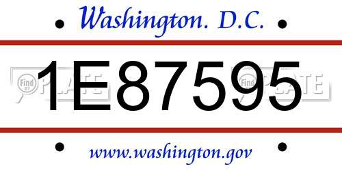 1E87595 District Of Columbia License Plate
