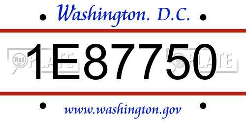 1E87750 District Of Columbia License Plate