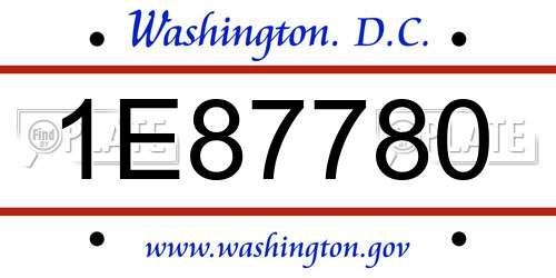 1E87780 District Of Columbia License Plate