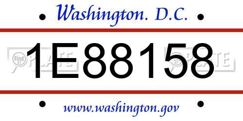 1E88158 District Of Columbia License Plate
