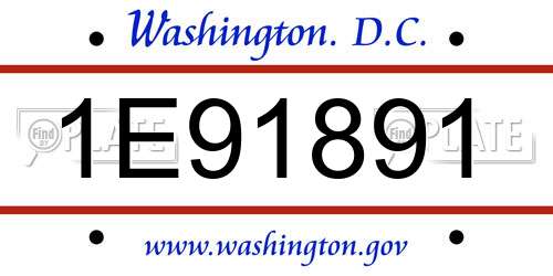 1E91891 District Of Columbia License Plate