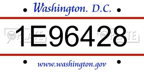 1E96428 District Of Columbia License Plate