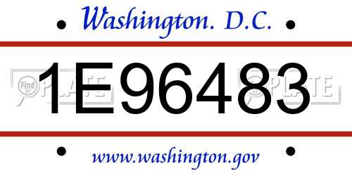 1E96483 District Of Columbia License Plate