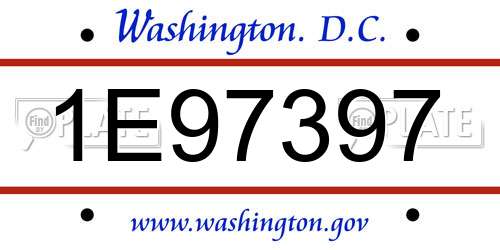 1E97397 District Of Columbia License Plate