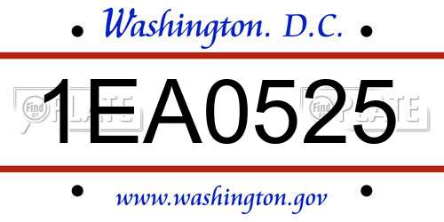 1EA0525 District Of Columbia License Plate