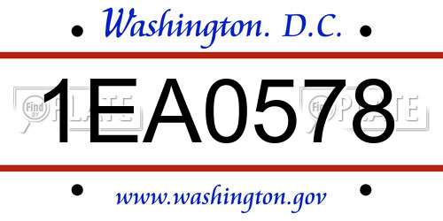 1EA0578 District Of Columbia License Plate