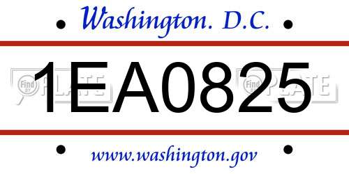 1EA0825 District Of Columbia License Plate