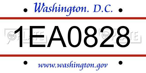 1EA0828 District Of Columbia License Plate