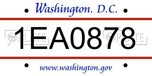 1EA0878 District Of Columbia License Plate
