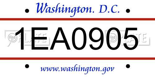 1EA0905 District Of Columbia License Plate