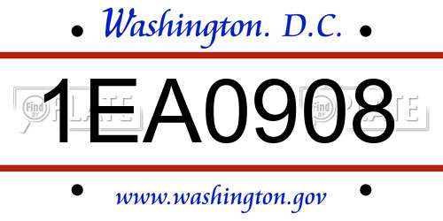 1EA0908 District Of Columbia License Plate
