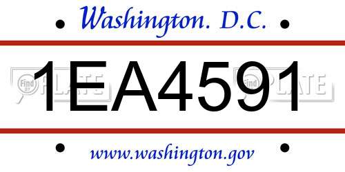 1EA4591 District Of Columbia License Plate