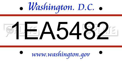 1EA5482 District Of Columbia License Plate