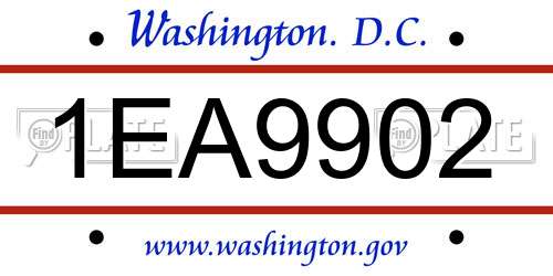 1EA9902 District Of Columbia License Plate