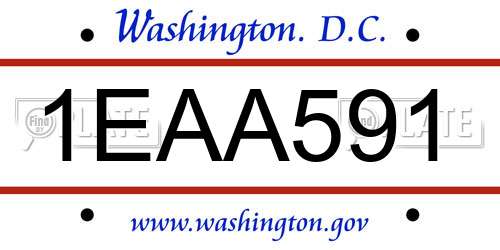 1EAA591 District Of Columbia License Plate