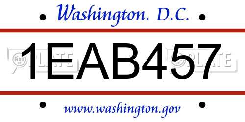 1EAB457 District Of Columbia License Plate