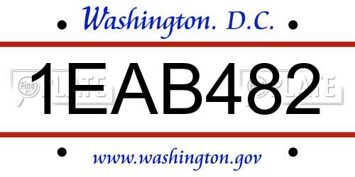 1EAB482 District Of Columbia License Plate