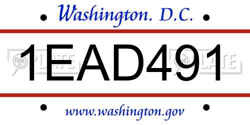 1EAD491 District Of Columbia License Plate