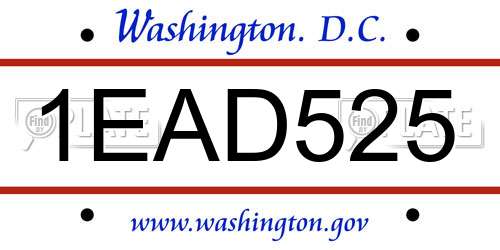 1EAD525 District Of Columbia License Plate