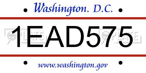 1EAD575 District Of Columbia License Plate