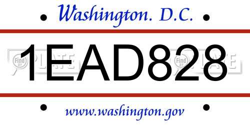 1EAD828 District Of Columbia License Plate