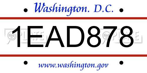 1EAD878 District Of Columbia License Plate