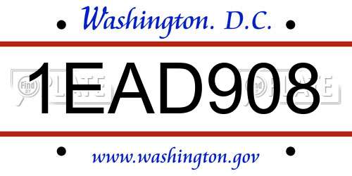 1EAD908 District Of Columbia License Plate