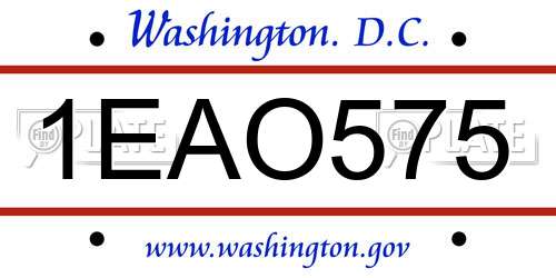 1EAO575 District Of Columbia License Plate